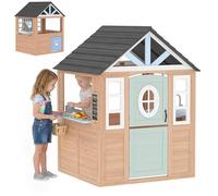 AIYAPLAY Casetta per bambini all'aperto e interno in legno, casetta per bambini, con porta per animali domestici, cucina giocattolo, mezza porta e finestre, casa da giardino per bambini di +2 anni