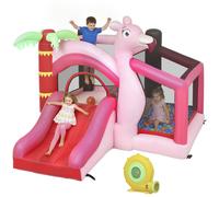 AIYAPLAY Castello Gonfiabile Bambini con Scivolo Trampolino 255x230x196cm Rosa