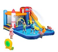 AIYAPLAY Castello gonfiabile con soffiatore, scivolo, piscina per bambini, parete per arrampicata, salti, cannone d'acqua, castello gonfiabile con borsa per il trasporto per interni ed esterni, per