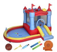 AIYAPLAY Castello Gonfiabile per Bambini con Scivolo, Piscina/Palline, Canestro da Basket e Soffiatore Aosom Italy