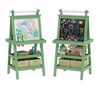 Aiyaplay Cavalletto per lavagna per bambini 3 in 1 Cavalletto per pittura bifacciale per bambini con rotolo di carta e cestini