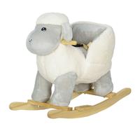 AIYAPLAY Cavallo a Dondolo per Bambini a Forma di Pecorella, Cavalluccio a Dondolo Cavalcabile in Legno e Peluche con Cintura di Sicurezza, Pedali e Suoni, 18-36 Mesi, 68x35x55 cm, Grigio