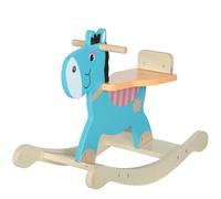 AIYAPLAY Cavallo a Dondolo Base Larga 59x27x43 cm Verde Scuro e Arancione | Forma di Asino, Bambini 2-5 Anni, Cavalluccio a Dondolo in Legno Compensato
