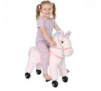 AIYAPLAY Cavallo a Dondolo Peluche con Ruote e Suoni, Pony Cavalcabile per Bambini 1-3 Anni, fino a 88 lb, Rosa