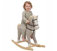 AIYAPLAY Cavallo a Dondolo per Bambini 1-3 Anni in Tessuto Effetto Lino, Grigio