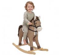AIYAPLAY Cavallo a dondolo per bambini 12-36 mesi marrone scuro | Struttura in legno, suono, maniglie di sicurezza, per bambini piccoli