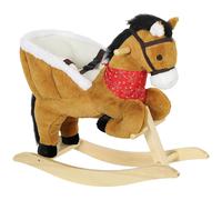 AIYAPLAY Cavallo a Dondolo per Bambini 18-36 Mesi con Nitrito Realistico e Struttura in Legno Massello, Marrone Aosom Italy