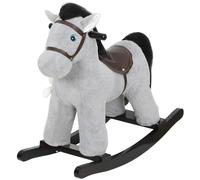 AIYAPLAY Cavallo a Dondolo per Bambini 2-5 Anni con Suoni e Peluche Grigio