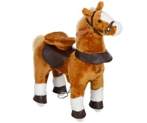 AIYAPLAY Cavallo a Dondolo per Bambini 3+ Anni con Suoni Realistico e Pedale, 70x28x70 cm, Marrone Aosom Italy
