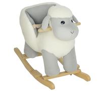 AIYAPLAY Cavallo a Dondolo per Bambini a Forma di Pecorella, Cavalluccio a Dondolo Cavalcabile in Legno e Peluche con Cintura di Sicurezza, Pedali e Suoni, 18-36 Mesi, 68x35x55 cm, Grigio