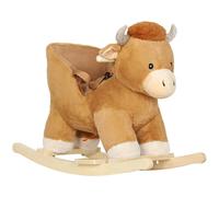 AIYAPLAY Cavallo a dondolo per bambini, cavalcabile in peluche per bambini da 1 a 3 anni con canzone, cintura di sicurezza, base in legno, dondolo per animali per, marrone