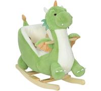 Aiyaplay Cavallo a dondolo per bambini in peluche con base in legno con suono del drago per bambini 18-36 mesi Verde