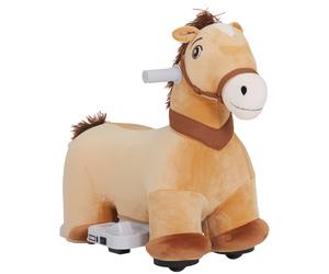 AIYAPLAY Cavallo Cavalcabile Elettrico 6V per Bambini da 18-36 Mesi con Ruote in PU e Musica, Marrone