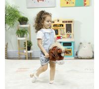AIYAPLAY Cavallo con Bastone e Suoni Realistici per Bambini 24+ Mesi, Cavallo Giocattolo a Rotelle in Poliestere, Schiuma e Legno, 95x25x27 cm, Marrone Questo cavallo con bastone AIYAPLAY anima le avv