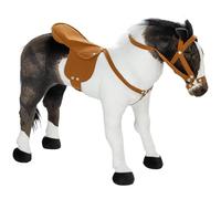 AIYAPLAY Cavallo da equitazione con funzione sonora, cavallo da gioco alto 48 cm con sella e briglie, cavallo da sella per bambini 3-8 anni, in metallo, marrone+bianco crema