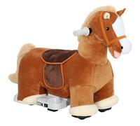 AIYAPLAY Cavallo Elettrico per Bambini 1.5-5 Anni con Pedali, Rotelle e Suoni Integrati, Cavallo Giocattolo in Peluche, PP, Metallo e ABS, 74x34x51 cm, Marrone