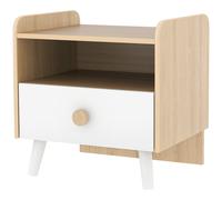 AIYAPLAY Comodino con Cassetto per Bambini 3-10 Anni dal Design Minimal, Comodino per Camera da Letto in MDF e Legno di Pino, 40x32.5x40 cm, Bianco e Legno Naturale