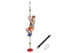 AIYAPLAY Corda Arrampicata da Gioco per Bambini 3-8 Anni con Altalena a Disco, Pedane e Moschettone, Gioco per Bambini in HDPE e PE, Rosso