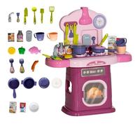AIYAPLAY Cucina Bambino Giocattoli Dinette Accessori 38 PZ Giocattolo d'imitazione per Bambino - per 3-6 Anni con luci e suoni realistici, Rosa