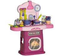 AIYAPLAY Cucina Giocattolo per Bambini 3-6 Anni con 38 Accessori, Suoni Realistici e Luce del Fornello, Gioco per Bambini in PP e ABS, 51x21x60 cm, Rosa