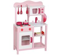 AIYAPLAY Cucina Giocattolo per Bambini 3+ Anni con Microonde, Piano Cottura e Lavandino, Gioco per Bambini in MDF, 55x24x86 cm, Rosa
