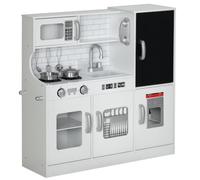 AIYAPLAY Cucina gioco per bambini con lavello lavagna 3-8 anni Bianca | Telefono giocattolo, Microonde, Macchina ghiaccio, Fornelli, Bambini e bambine