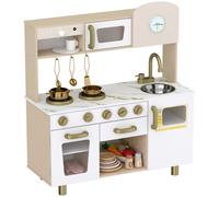 AIYAPLAY Cucina per Bambini 3-6 Anni con Macchina del Caffè e Fornelli, Bianco