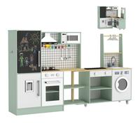 AIYAPLAY Cucina per Bambini 3-8 Anni con Piano Girevole e Fornelli, Verde Chiaro