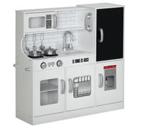 AIYAPLAY Cucina per Bambini di +3 Anni con Accessori per Cucinare Lavagna Macchina del Ghiaccio e Telefono 83,8x26,8x81 cm Bianco Aosom Italy