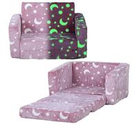 AIYAPLAY Divano letto per bambini 2 in 1, poltrona pieghevole con design a stelle che si illuminano al buio, cuscino e fodera lavabile, trasformabile in lettino per bambini da 1,5 a 3 anni, 1 posto