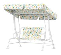 AIYAPLAY Dondolo per Bambini da Esterno a 2 Posti con Tettuccio Regolabile e Cinture di Sicurezza, Altalena Dondolo da Giardino e Interno in Acciaio e Poliestere, Max 60 kg, 112x75x120 cm, Bianco