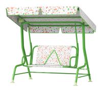 AIYAPLAY Dondolo per Bambini da Esterno a 2 Posti con Tettuccio Regolabile e Cinture di Sicurezza, Altalena Dondolo da Giardino e Interno in Acciaio e Oxford, Max 60 kg, 112x75x120 cm, Verde