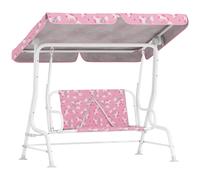 AIYAPLAY Dondolo per Bambini a 2 Posti con Tettuccio e Cinture, in Acciaio e Tessuto Oxford, 112x75x120 cm, Rosa Aosom Italy