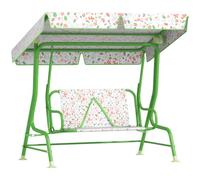 AIYAPLAY Dondolo per Bambini da Esterno 2 Posti 112x75x120 cm Verde | Tettuccio Regolabile, Cinture di Sicurezza, Altalena Dondolo Giardino Interno, Acciaio Oxford, Max 60 kg, Bimbi Piccoli