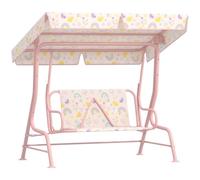 AIYAPLAY Dondolo per Bambini da Esterno a 2 Posti 112x75x120 cm Rosa | Tettuccio Regolabile, Cinture di Sicurezza, Altalena Dondolo Giardino Interno, Acciaio Oxford, Max 60 kg, Bimbi Piccoli