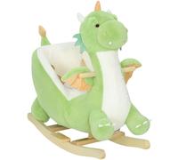 AIYAPLAY Drago a Dondolo in Peluche con Suoni e Base in Legno, 18-36 mesi, Verde Aosom Italy