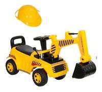 AIYAPLAY Escavatore Cavalcabile per Bambini, Gioco da Cantiere con Casco di Sicurezza, Clacson, Braccio di Scavo Rimovibile e Movimento a Spinta, 1-4 Anni
