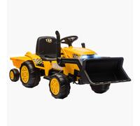 AIYAPLAY Escavatore per Bambini 12V con Telecomando, Benna e Rimorchio Giallo