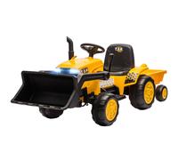 AIYAPLAY Escavatore per Bambini Elettrico 12V con Benna, Rimorchio e Telecomando, Età 3-8 Anni, Giallo Aosom Italy
