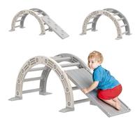 AIYAPLAY Giocattolo da arrampicata per bambini 4 in 1 con arco da arrampicata, a dondolo, rampa e scivolo, giocattolo in plastica, per bambini da 18 a 48 mesi, per interni ed esterni, grigio e bianco