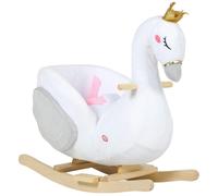 AIYAPLAY Gioco a Dondolo, Cigno a Dondolo con Ninna Nanna e Imbottitura Soffice, per Bambini 1,5-3 Anni, Struttura in Legno, 65x40x68 cm, Bianco Aosom Italy