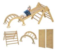 AIYAPLAY Gioco da Arrampicata con Triangolo, Arco e Rampa con Pietre Color Legno