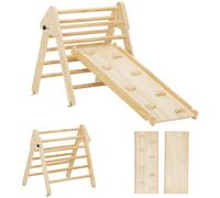 AIYAPLAY Gioco da Arrampicata con Triangolo e Pannello Scivolo ed Arrampicata, per Bambini 18-48 Mesi, Color Legno Aosom Italy