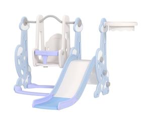 AIYAPLAY Gioco Educativo con Scivolo, Altalena, Arrampicata e Canestro Azzurro