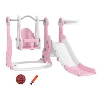 AIYAPLAY Gioco per Bambini 4 in 1 con Scivolo, Altalena, Arrampicata e Canestro