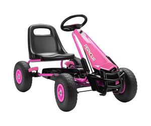 AIYAPLAY Go Kart a pedali per bambini con sedile regolabile 3-8 anni Rosa | Bambini corrono su racer, go kart, pneumatici EVA, frizione manuale, freno