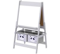 AIYAPLAY Lavagna per Bambini con Cavalletto in Legno e 2 Contenitori Grigio