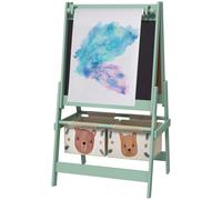 AIYAPLAY Lavagna per Bambini con Cavalletto in Legno e 2 Contenitori Grigio