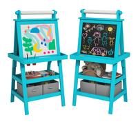 AIYAPLAY Lavagna per Bambini con Cavalletto in Legno e Rotolo di Carta Verde