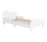 AIYAPLAY Letto a terra per bambini 70x140 cm con barriera di sicurezza, con rete a doghe e decorazioni a forma di nuvola, struttura per bambini e bambine dai 3 agli 8 anni - bianco